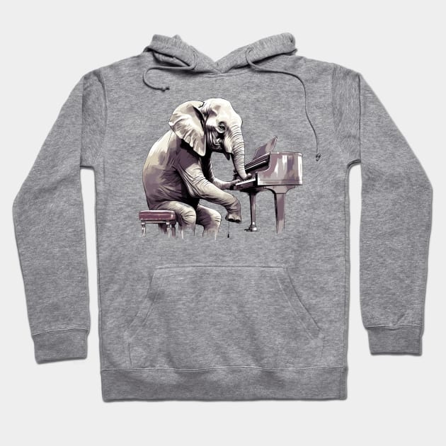Elephant playing piano Hoodie by Graceful Designs
